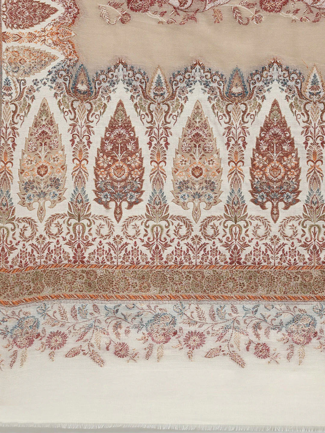 Women White Self Design Shawl - Image 6