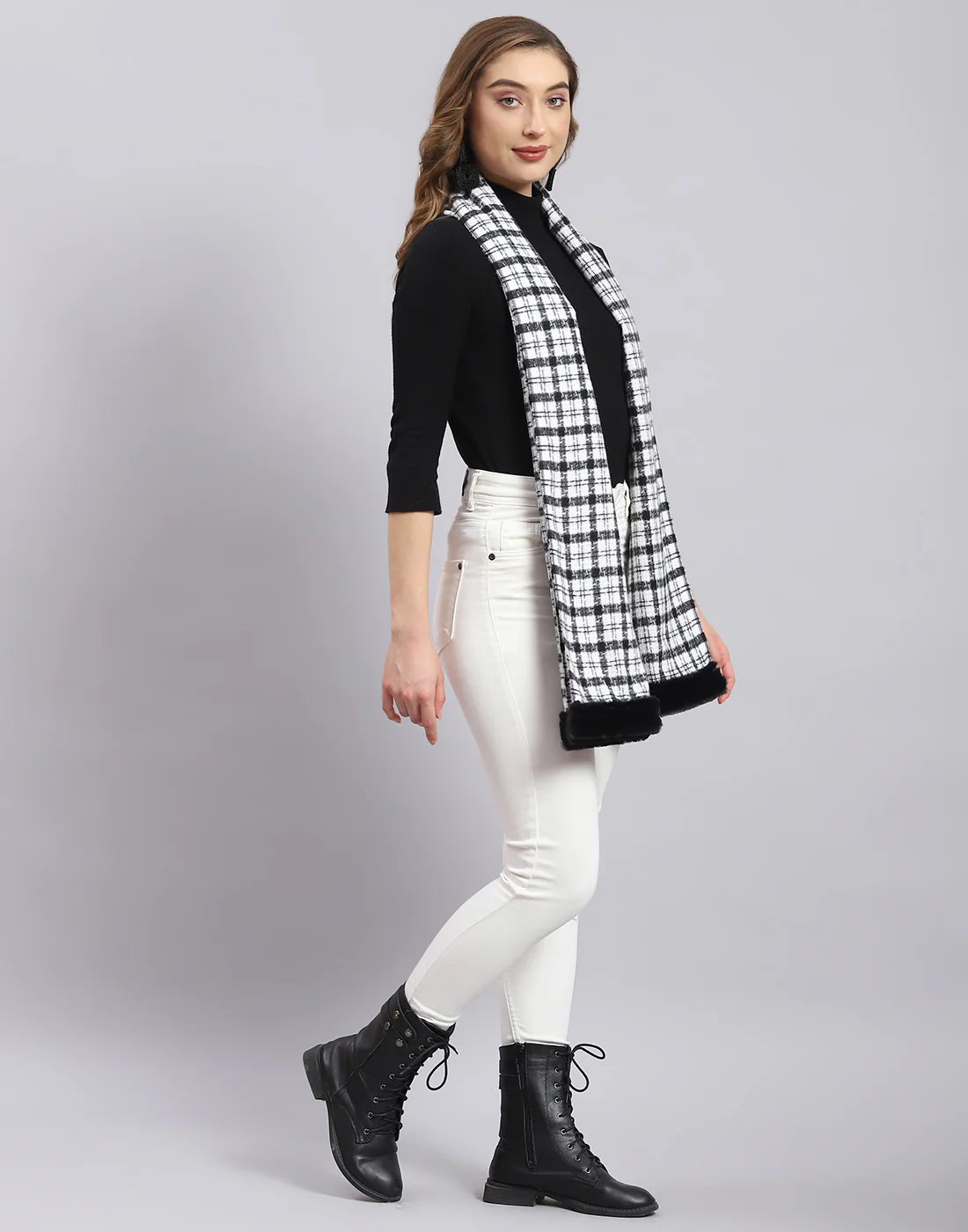 Women White Self Design Stole - Image 5
