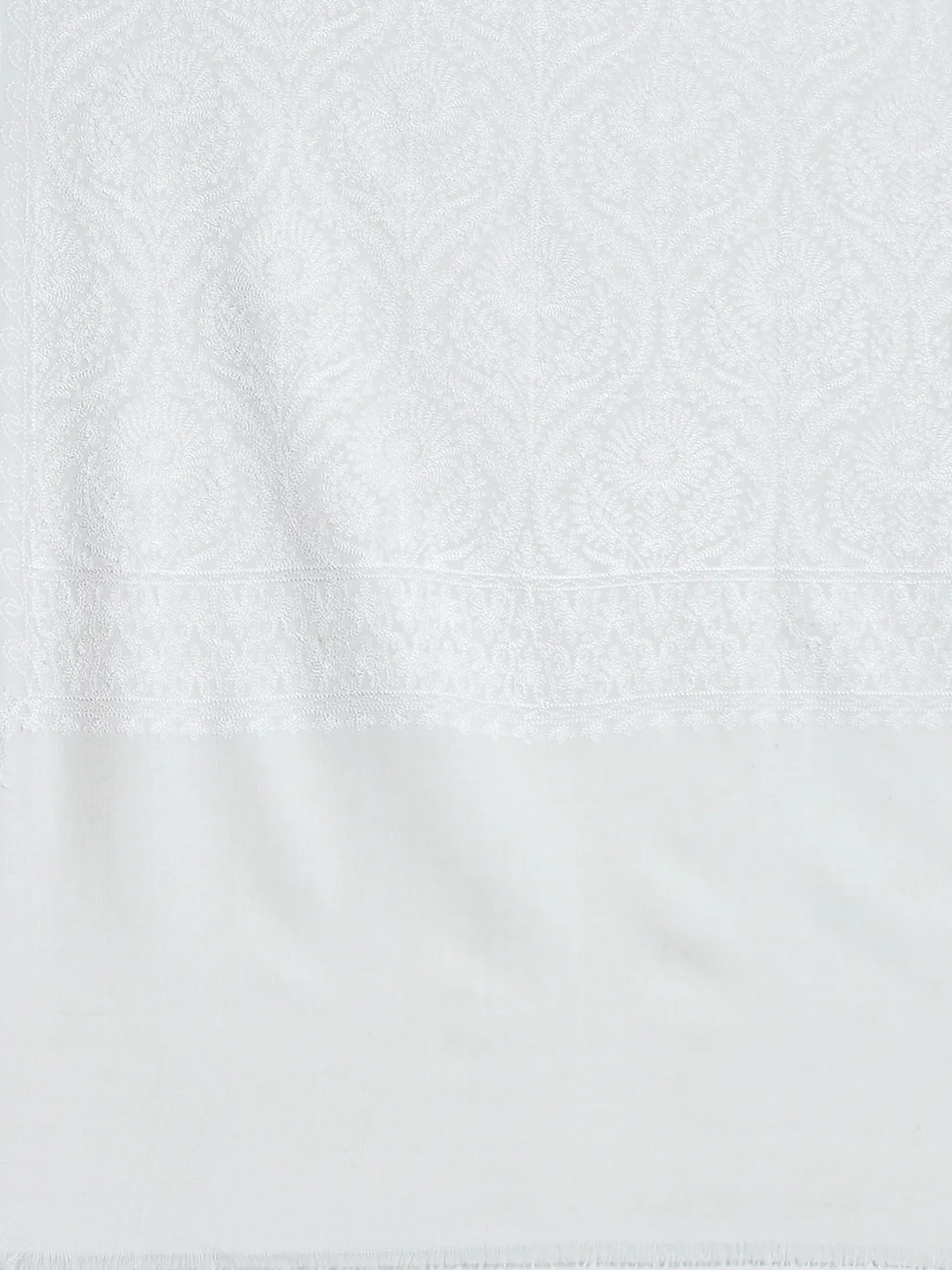 Women White Self Design Stole - Image 7