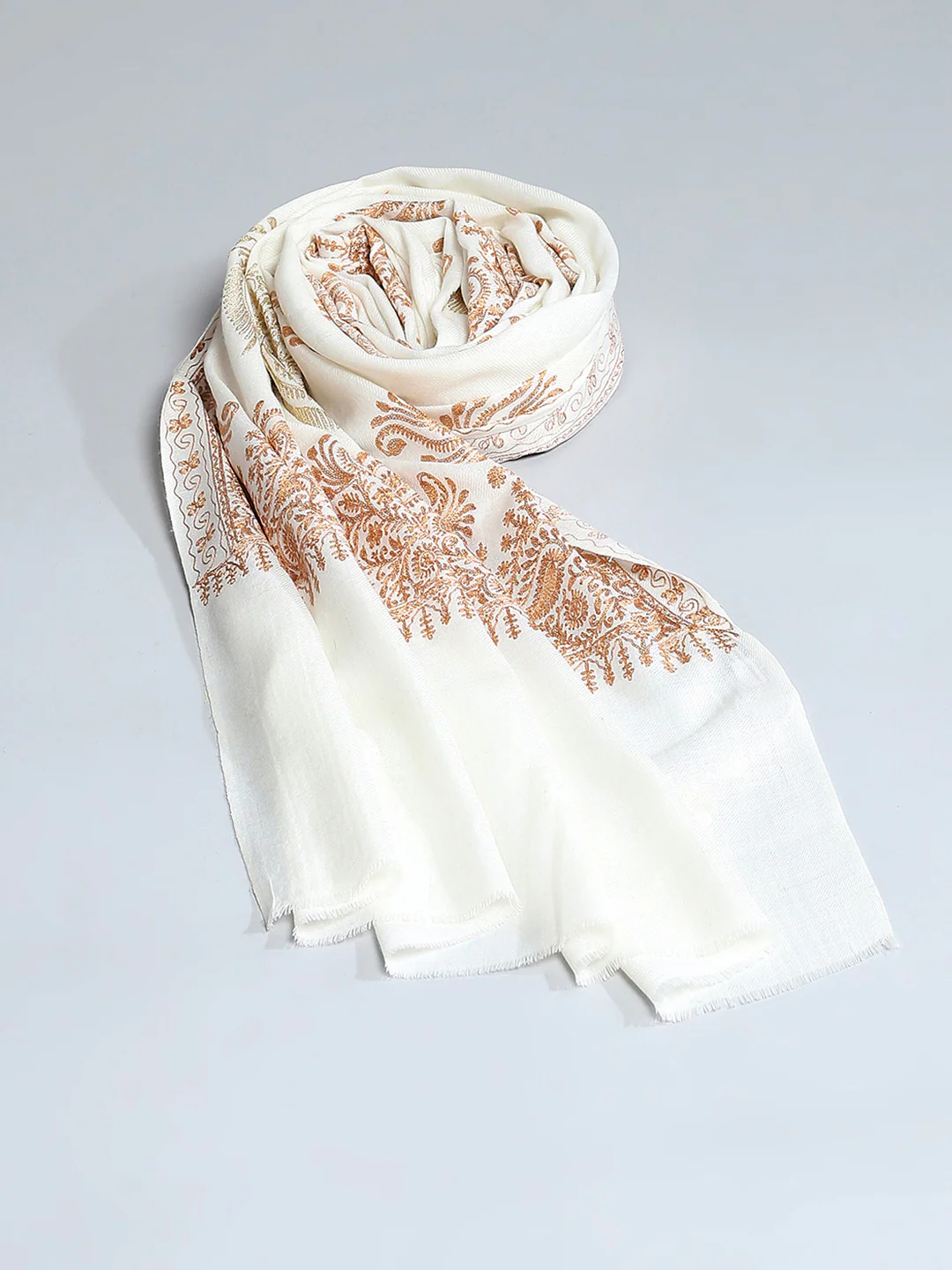 Women White Self Design Stole - Image 6