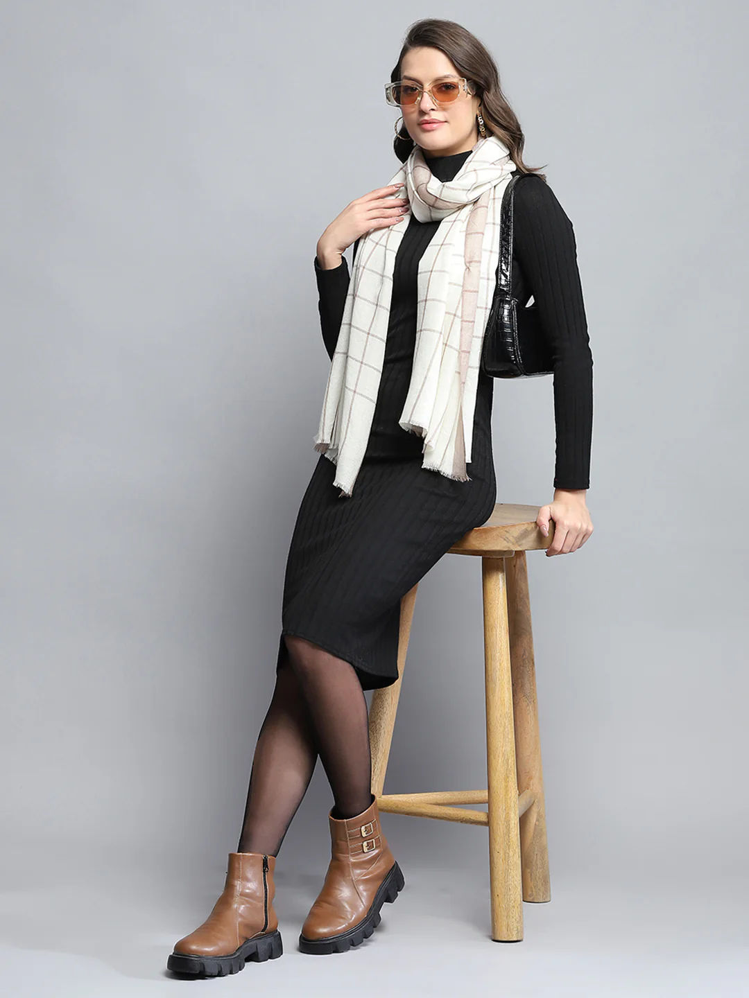 Women White Self Design Stole - Image 2