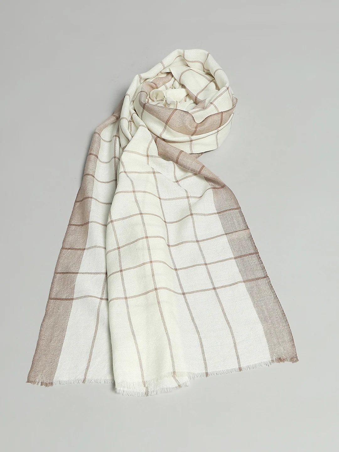 Women White Self Design Stole - Image 6