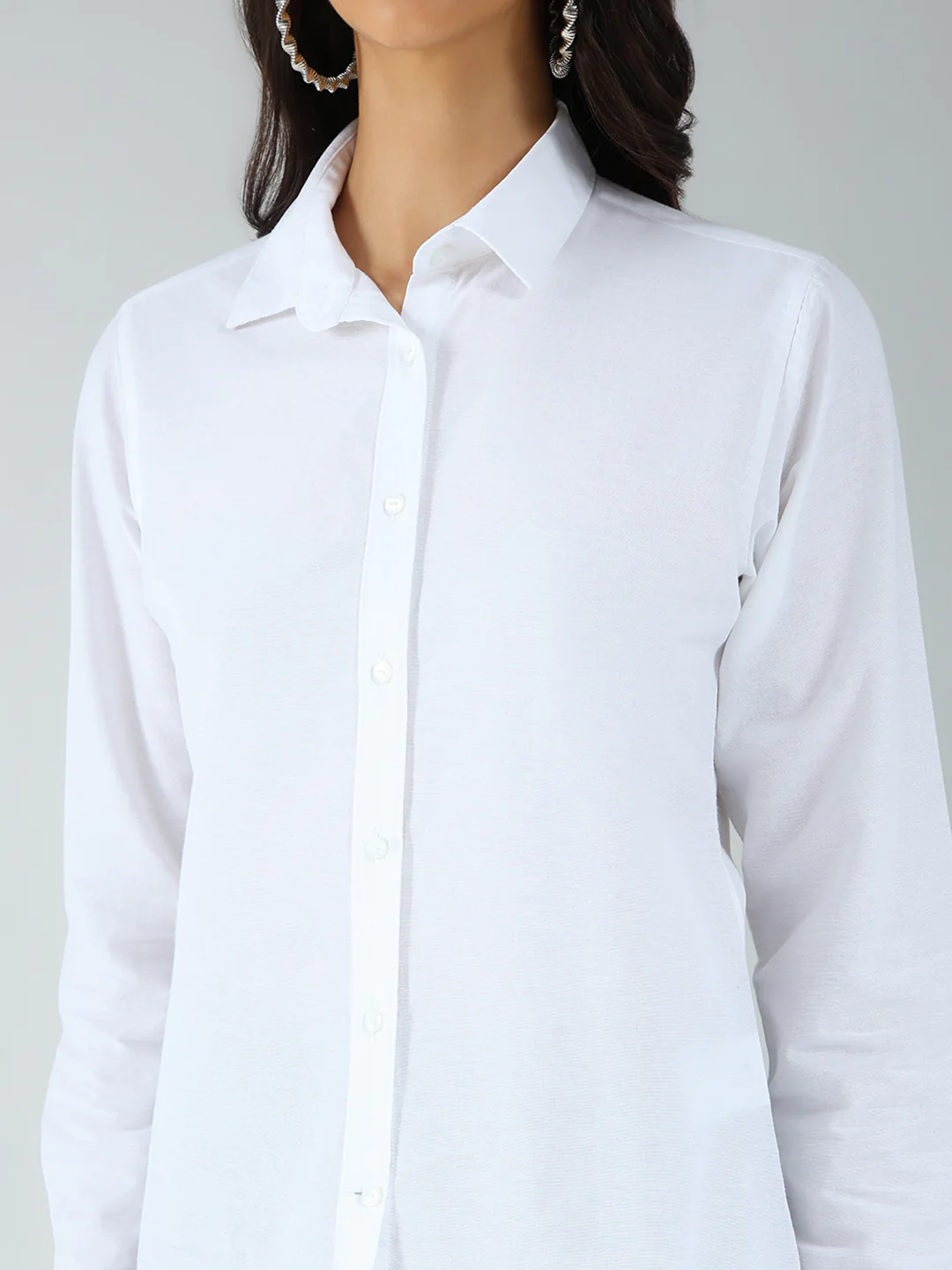Rock.it Women White Solid Collar Full Sleeve Shirt - Image 7