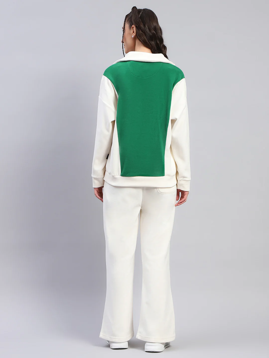 Rock.it Women White Solid Collar Full Sleeve Tracksuit - Image 5