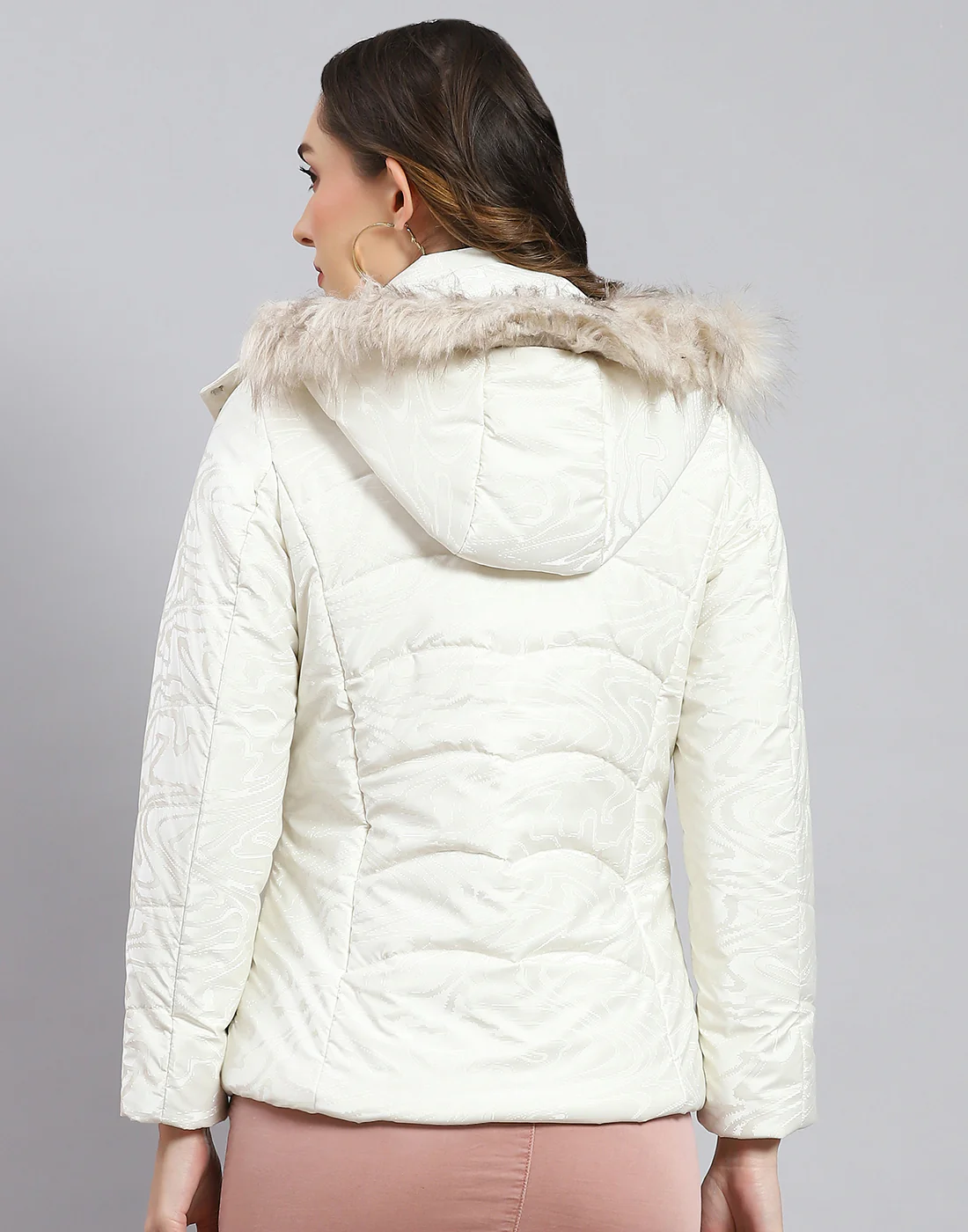 Women White Solid Hooded Full Sleeve Jacket - Image 5