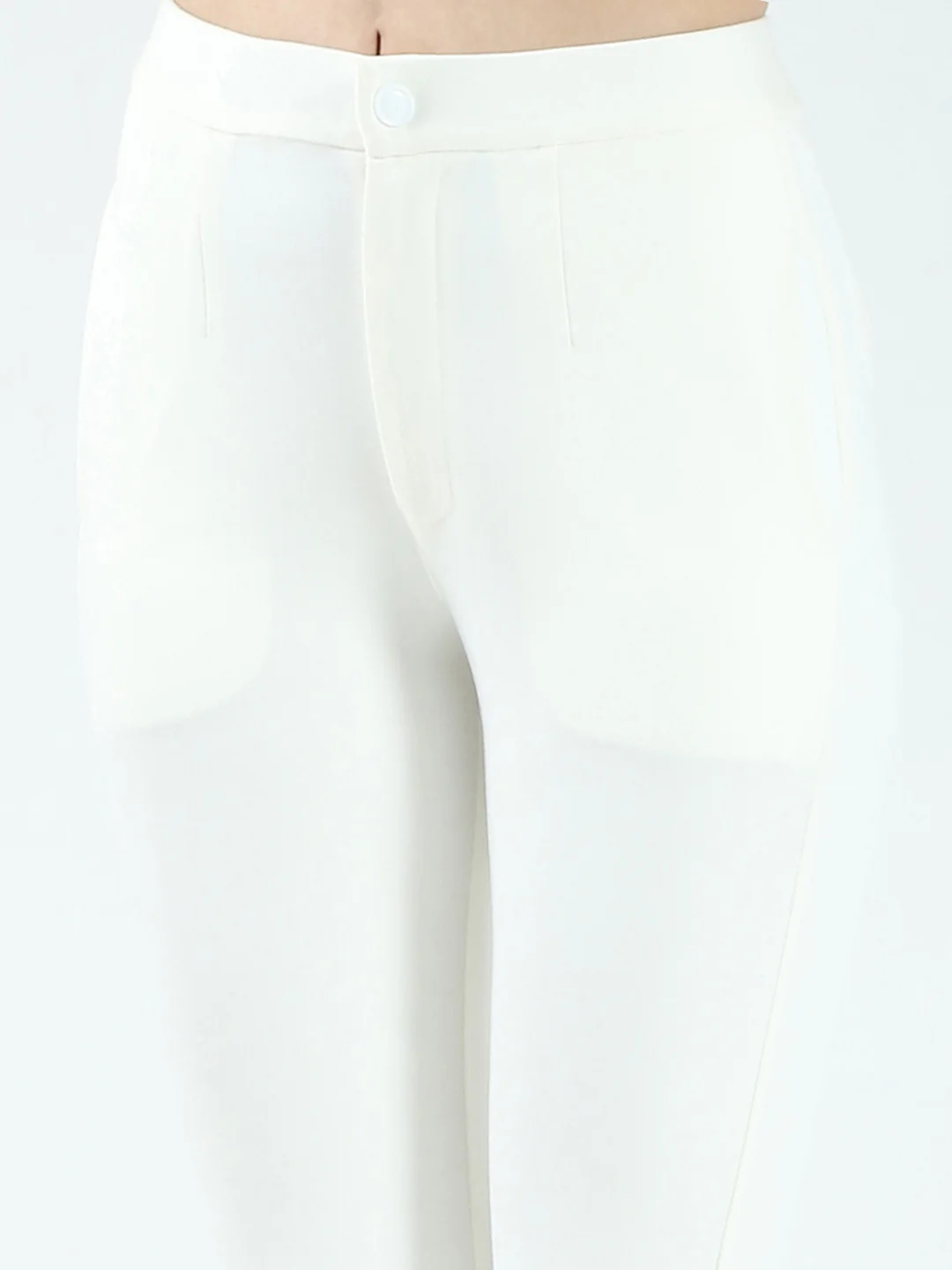 Women White Solid Regular Fit Jegging - Image 8