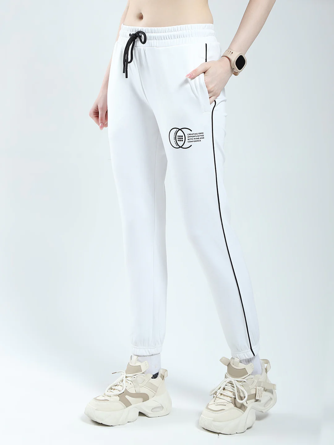 Rock.it Women White Solid Regular Fit Winter Lower - Image 3