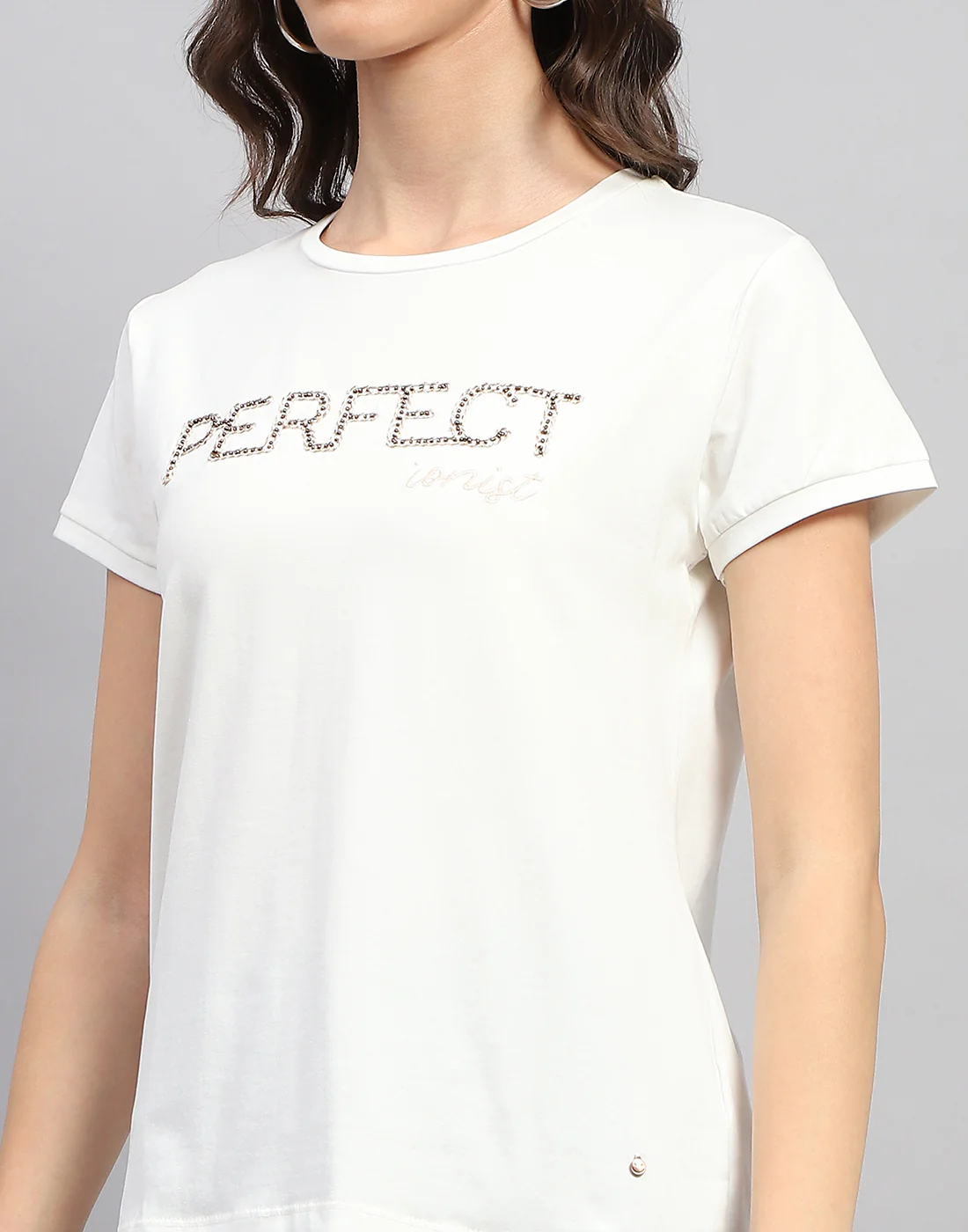 Women White Solid Round Neck Half Sleeve Top - Image 6