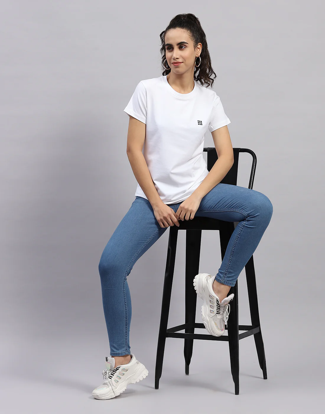 Rock.it Women White Solid Round Neck Half Sleeve Top - Image 2