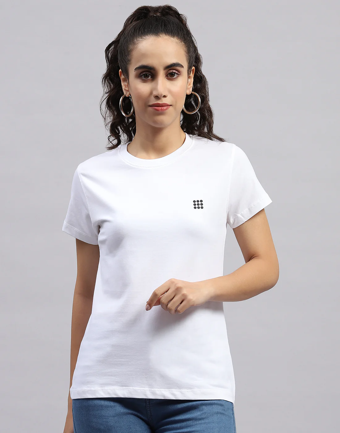 Rock.it Women White Solid Round Neck Half Sleeve Top - Image 3