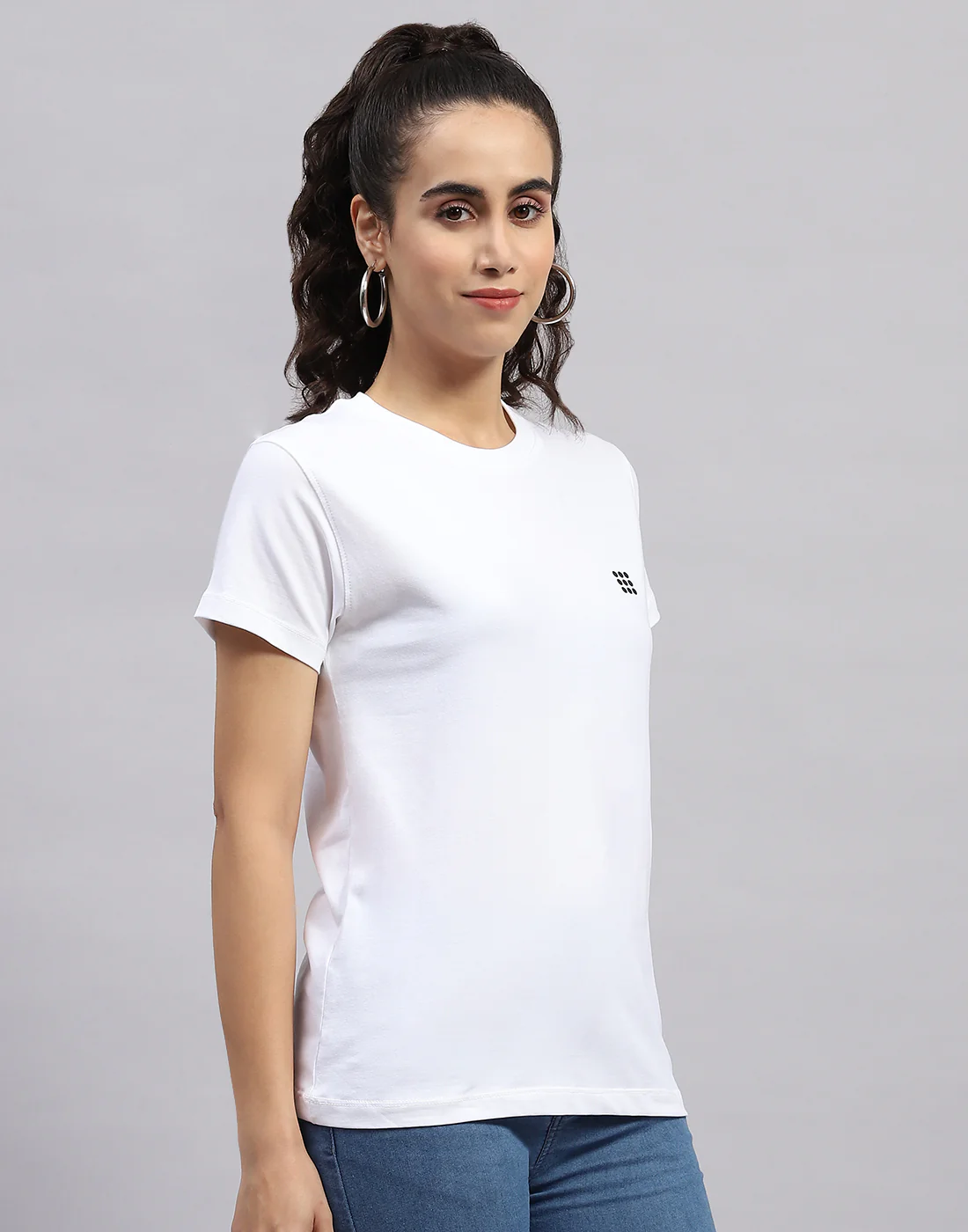 Rock.it Women White Solid Round Neck Half Sleeve Top - Image 4