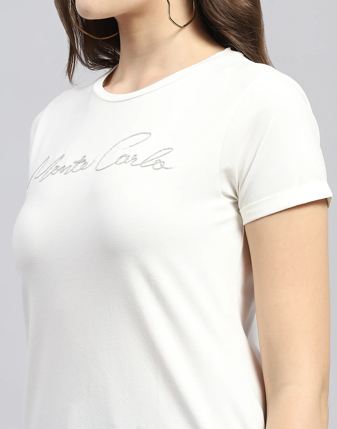 Women White Solid Round Neck Half Sleeve Top - Image 7