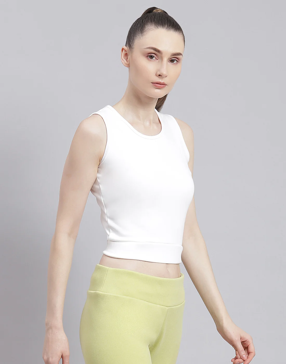 Rock.it Women White Solid Round Neck Sleeveless Top - Image 4