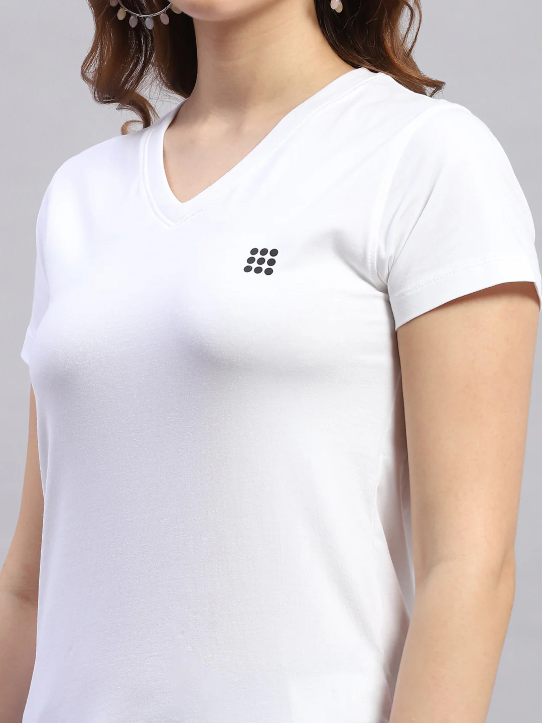 Rock.it Women White Solid V Neck Half Sleeve Top - Image 6