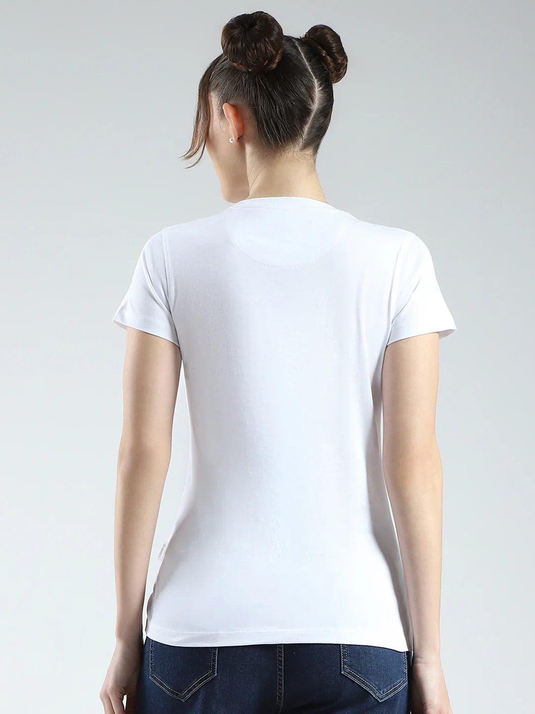 Rock.it Women White Solid Round Neck Half Sleeve Top - Image 5