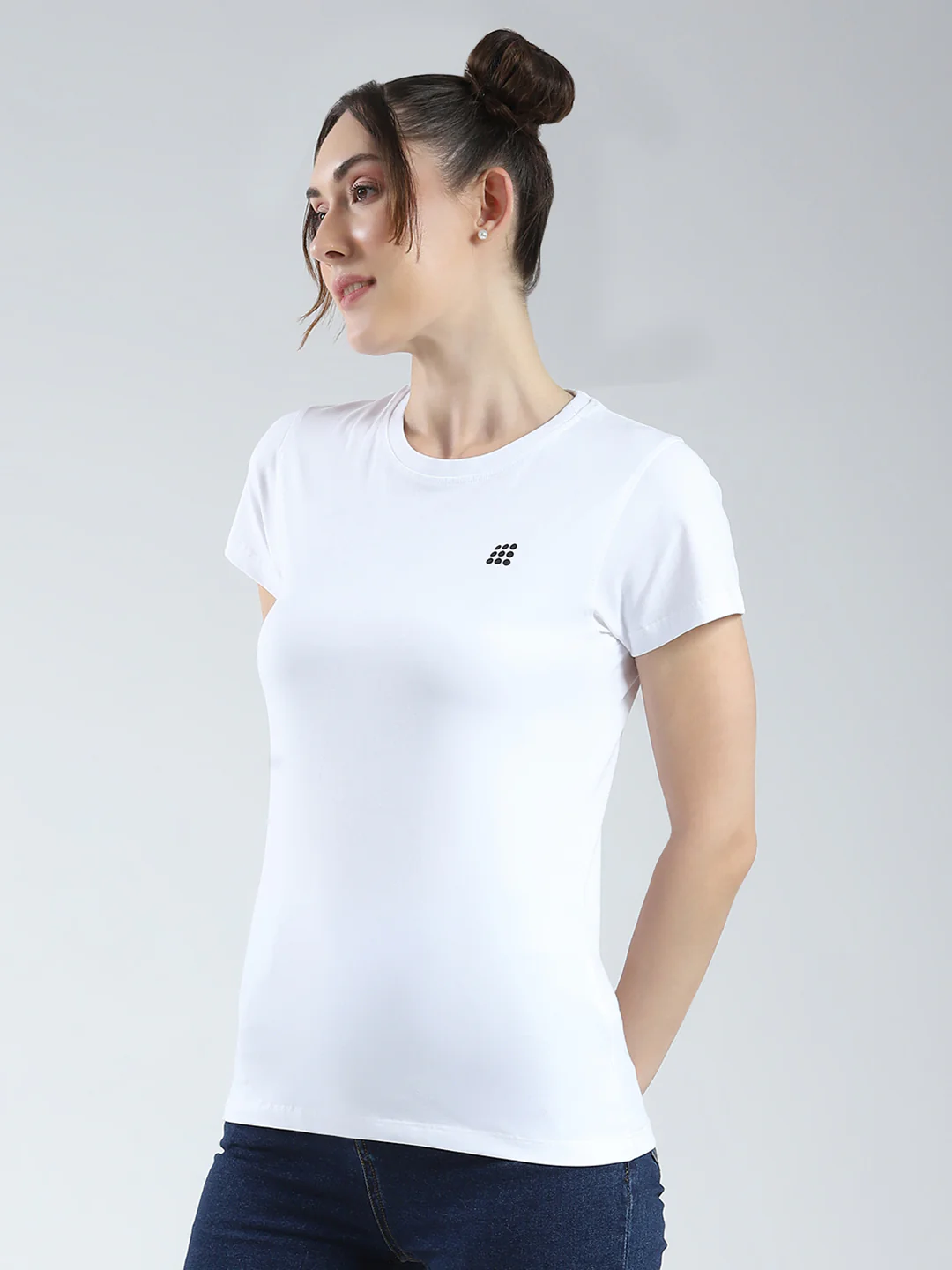 Rock.it Women White Solid Round Neck Half Sleeve Top - Image 3