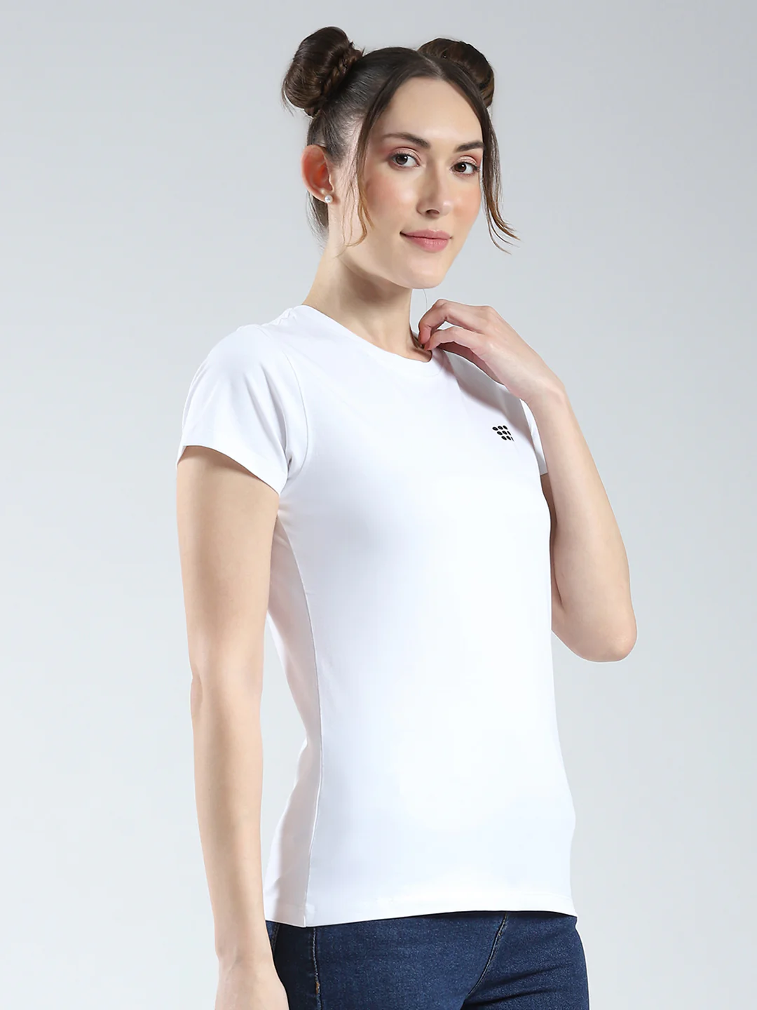 Rock.it Women White Solid Round Neck Half Sleeve Top - Image 4