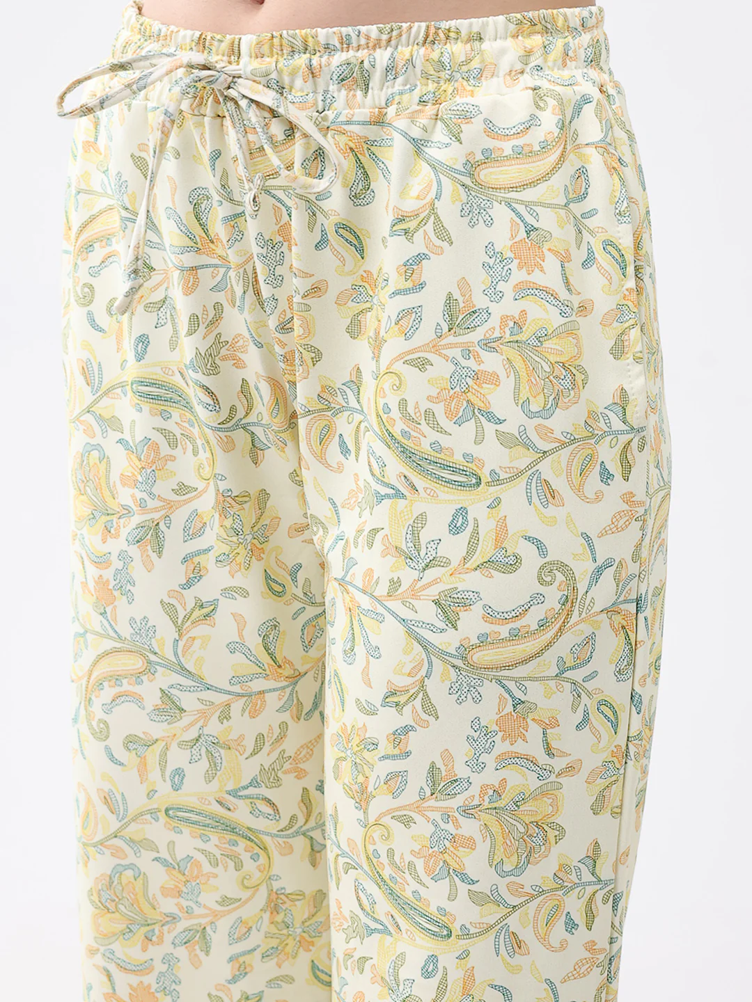 Women Yellow Printed Round Neck Full Sleeve Lower Set - Image 9
