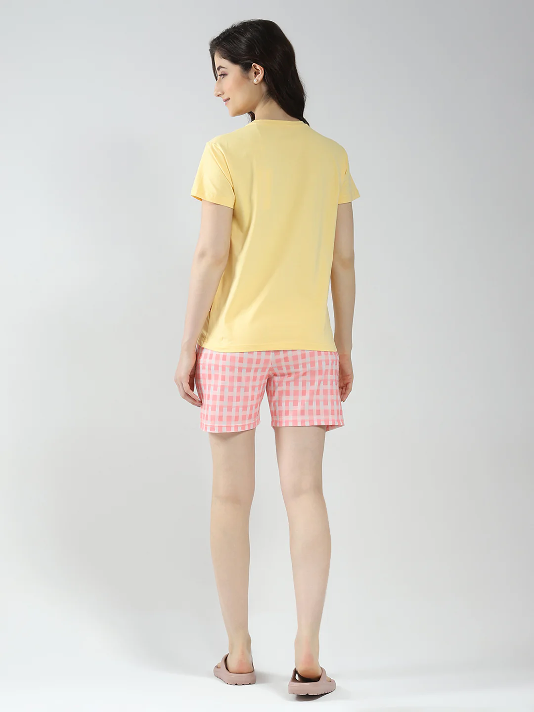 Women Yellow Printed Round Neck Half Sleeve Combo 3Pc Set (T-Shirt, Shorts & Lower) - Image 11
