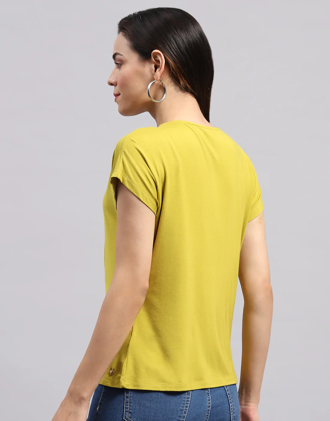 Women Yellow Printed Round Neck Half Sleeve Top - Image 6