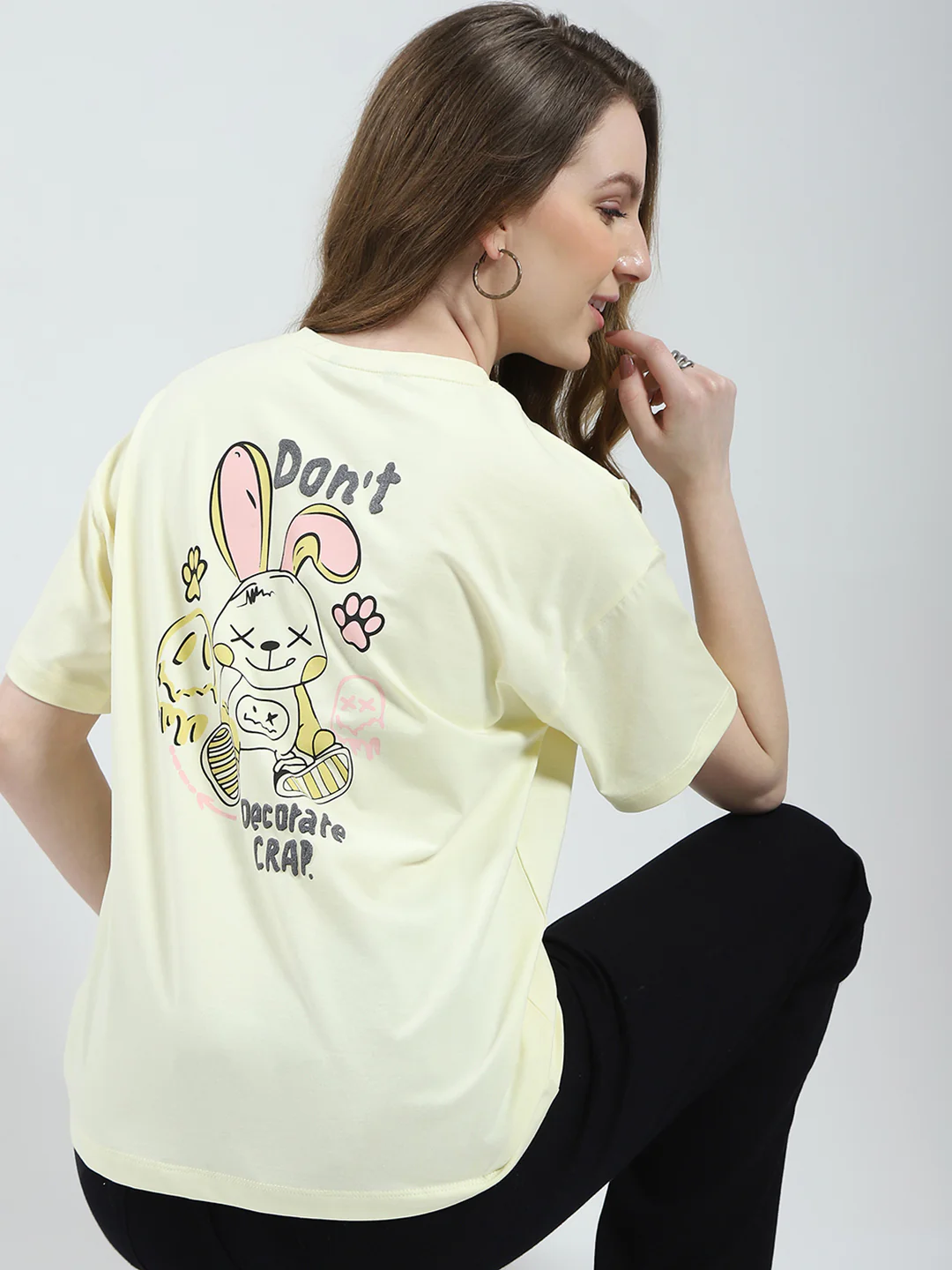 Women Yellow Printed Round Neck Half Sleeve Top - Image 6