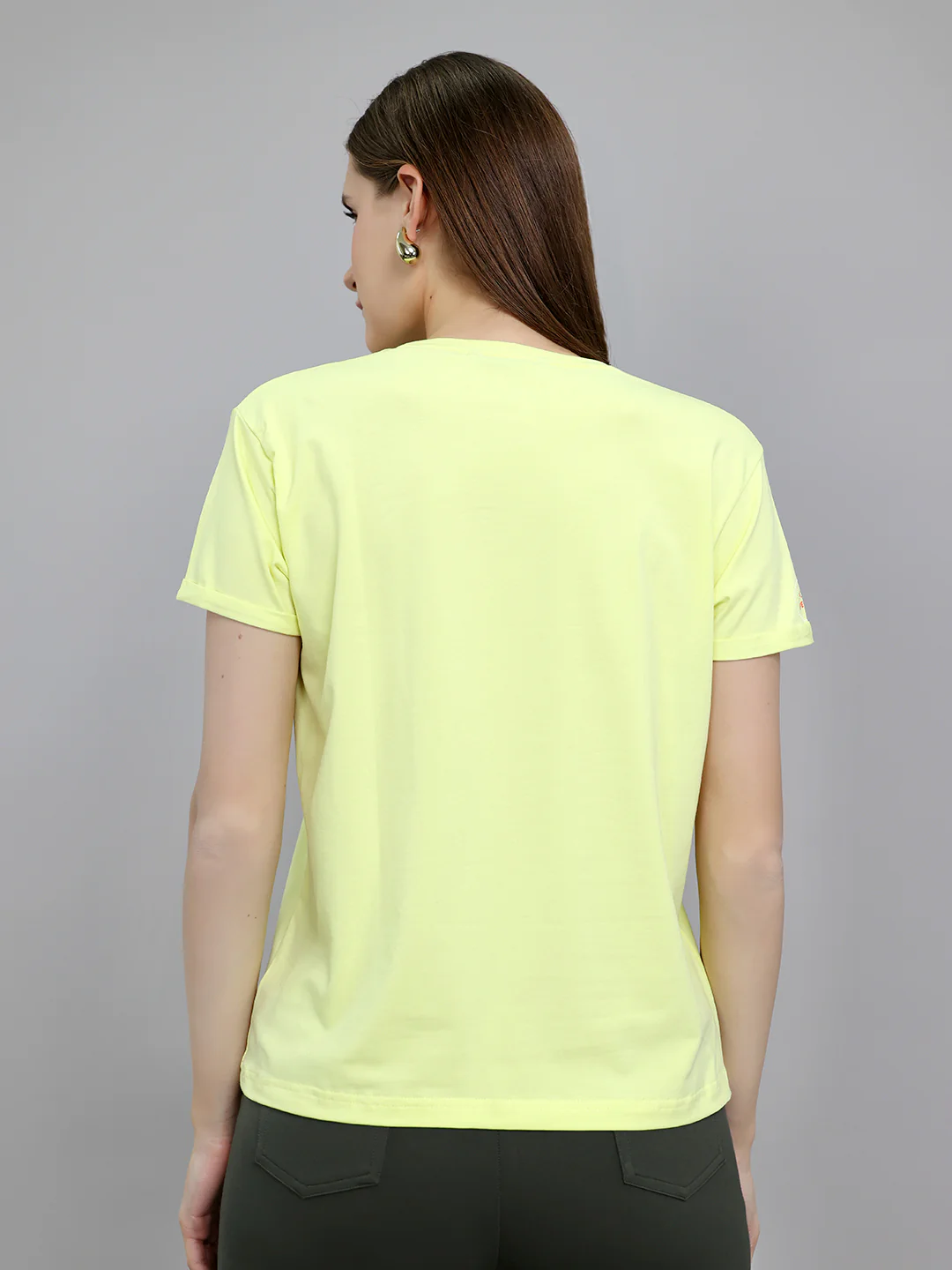 Women Yellow Printed Round Neck Half Sleeve Top - Image 4