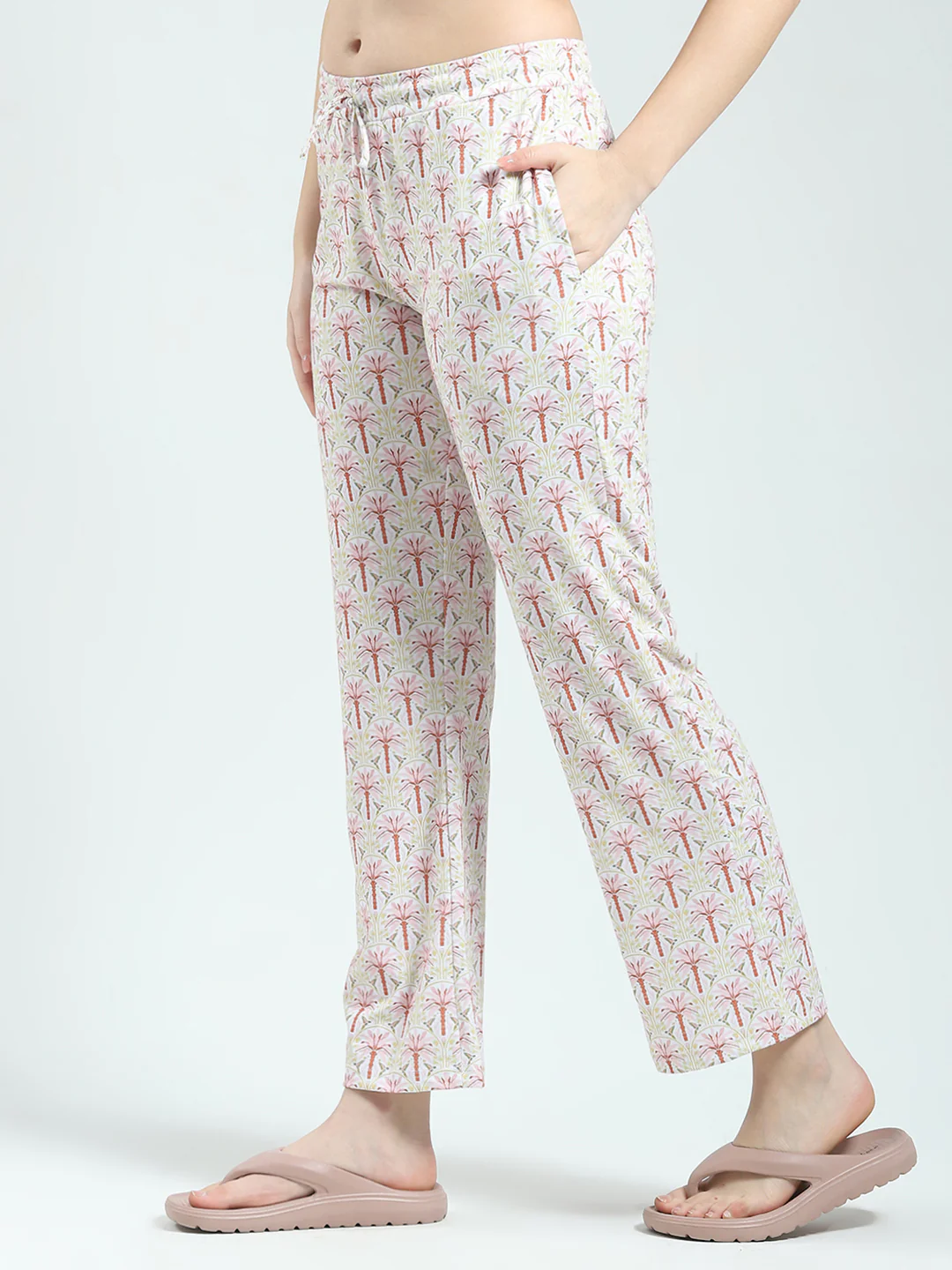 Women Yellow Printed Round Neck Half Sleeve Lower Set - Image 7