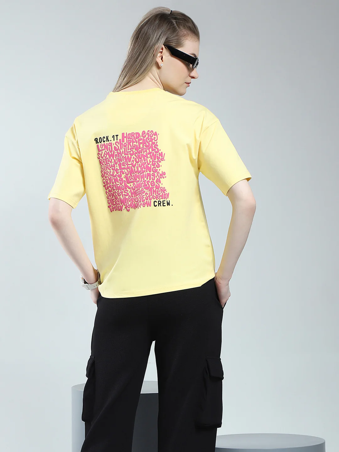 Rock.it Women Yellow Printed Round Neck Half Sleeve Top - Image 6
