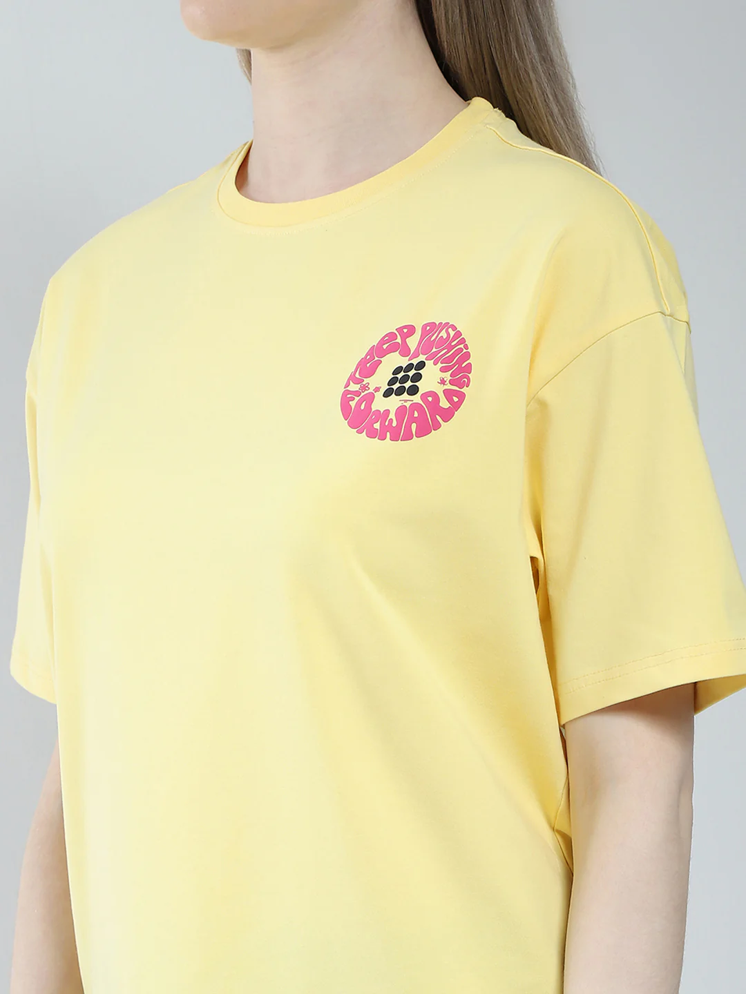 Rock.it Women Yellow Printed Round Neck Half Sleeve Top - Image 7