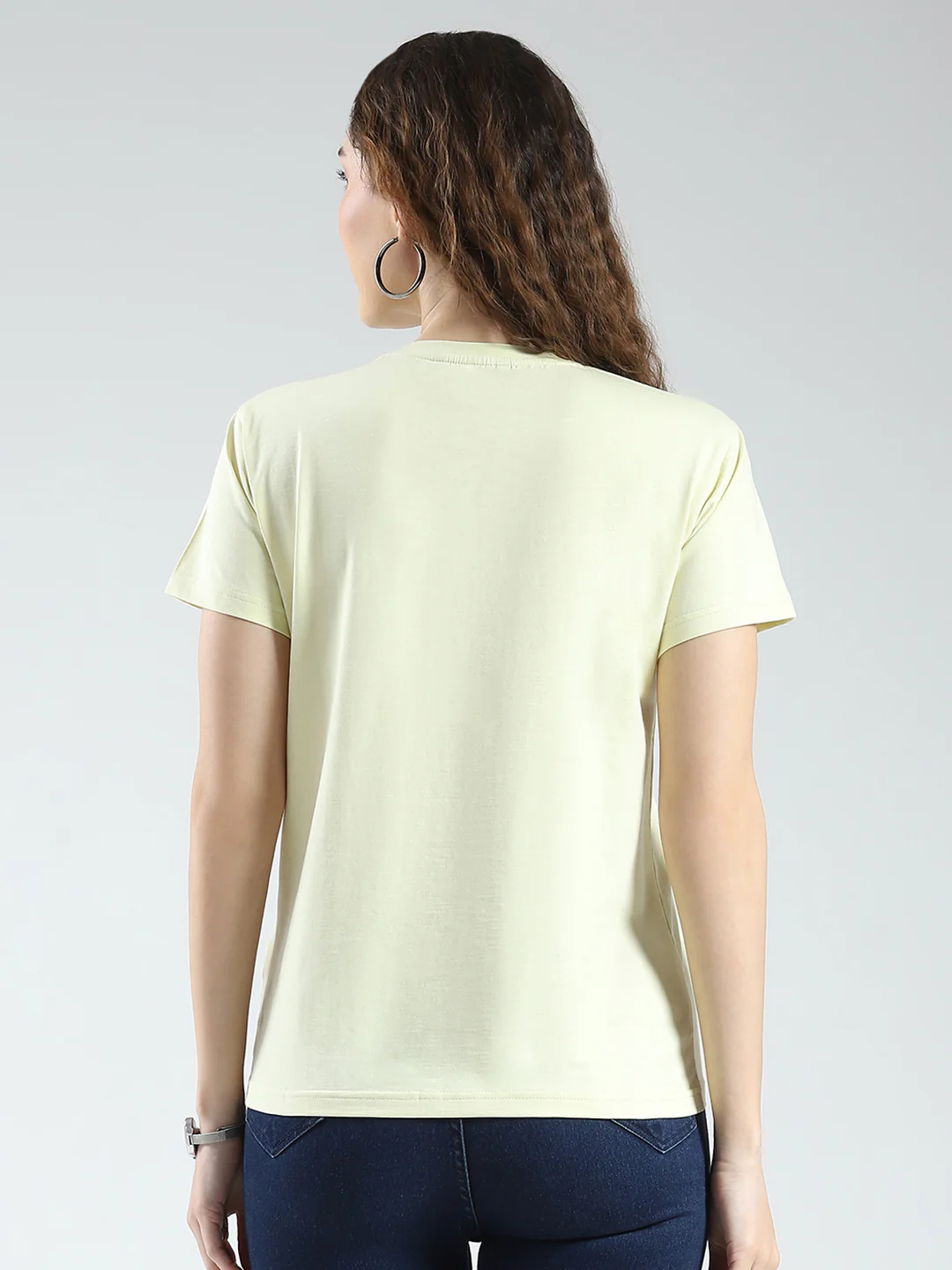 Women Yellow Printed Round Neck Half Sleeve Top - Image 5