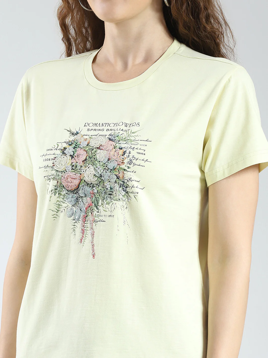 Women Yellow Printed Round Neck Half Sleeve Top - Image 6