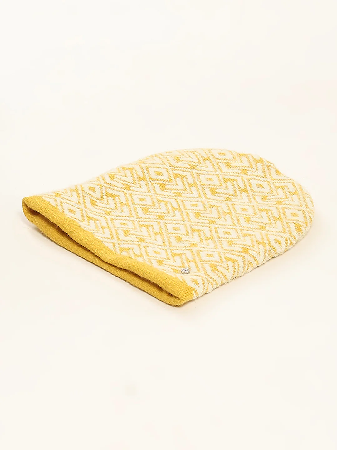 Women Yellow Self Design Cap - Image 6