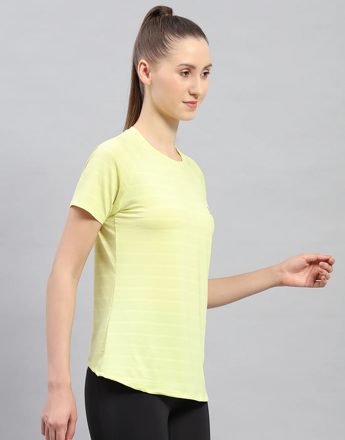 Rock.it Women Yellow Self Design Round Neck Half Sleeve Top - Image 4