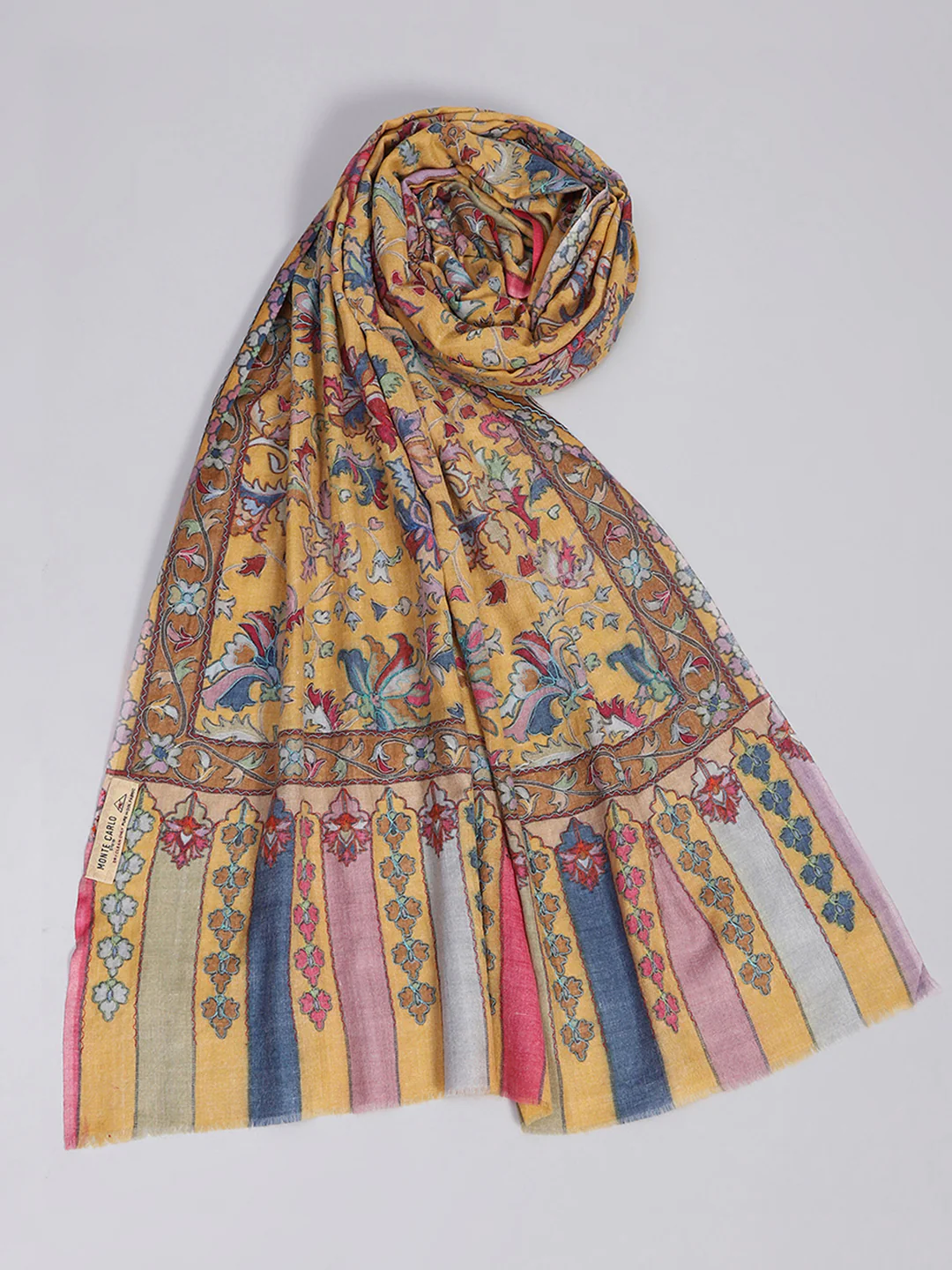 Women Yellow Self Design Stole - Image 6