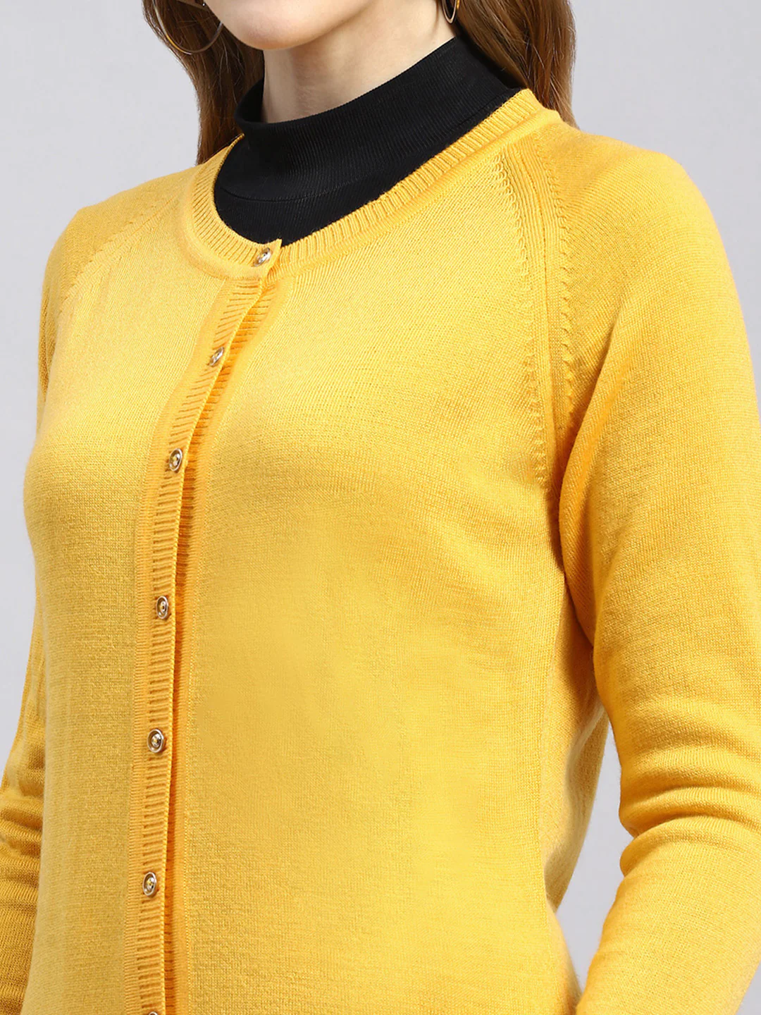 Women Yellow Solid Cardigan - Image 6