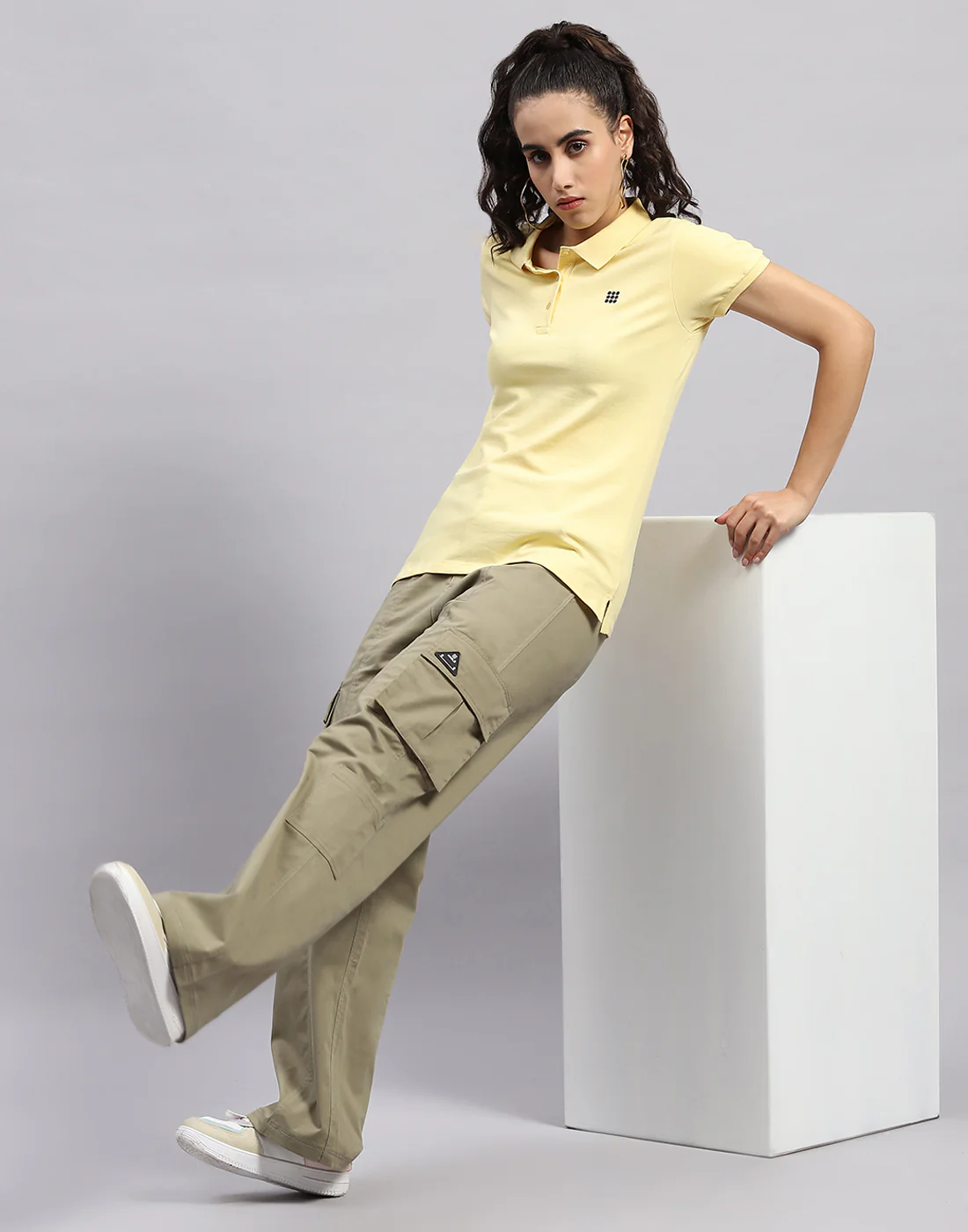 Rock.it Women Yellow Solid Polo Collar Half Sleeve T Shirt - Image 2