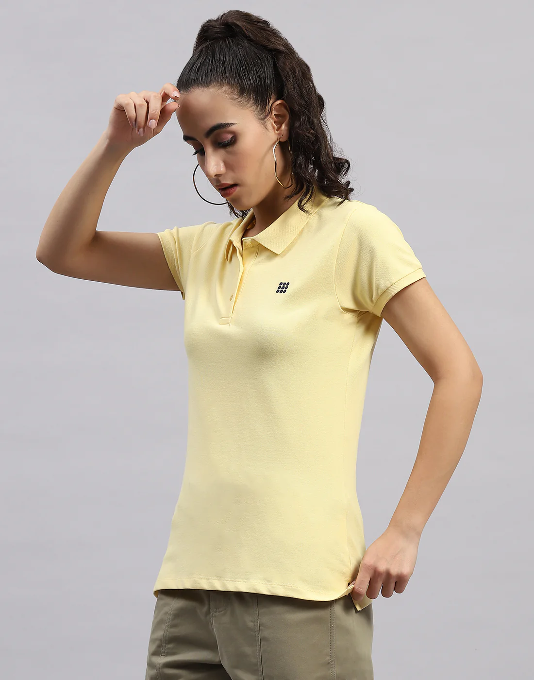 Rock.it Women Yellow Solid Polo Collar Half Sleeve T Shirt - Image 3