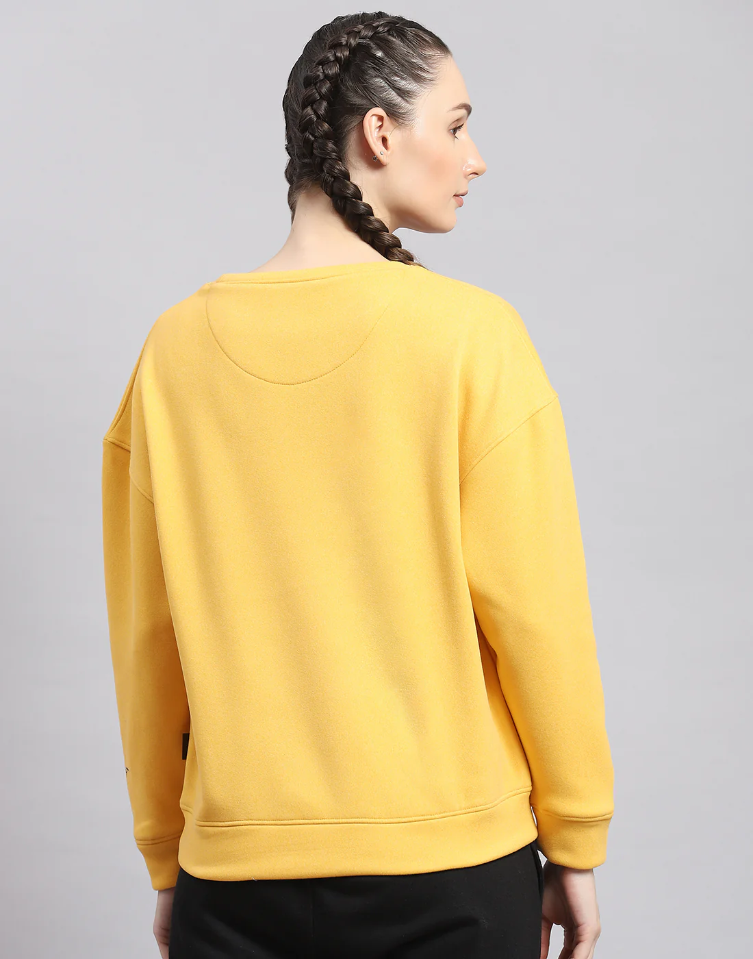 Rock.it Women Yellow Solid Round Neck Full Sleeve Sweatshirt - Image 5