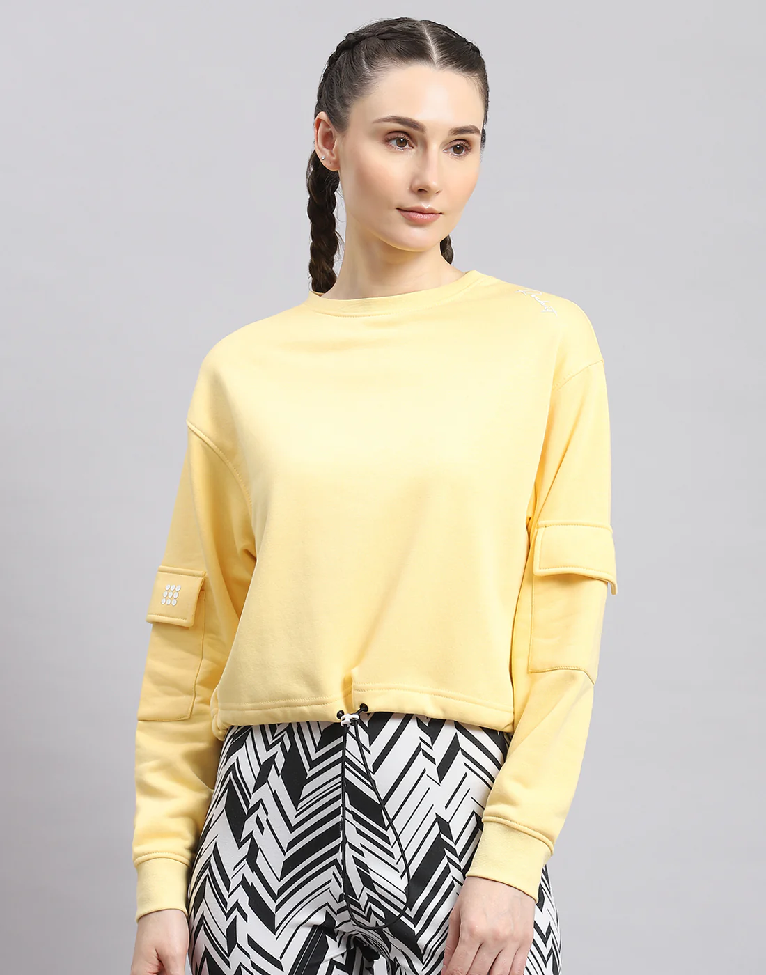 Rock.it Women Yellow Solid Round Neck Full Sleeve Sweatshirt - Image 2