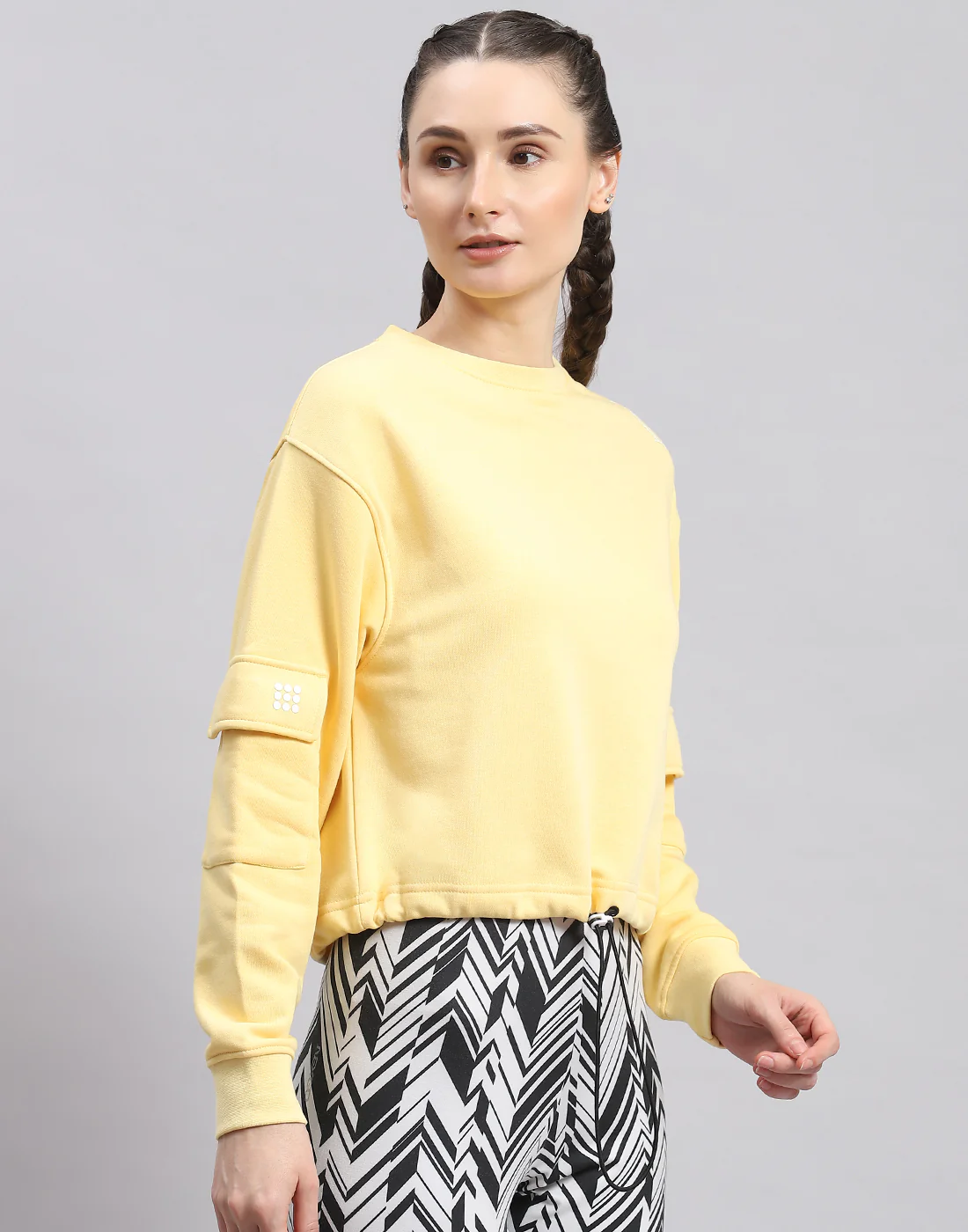 Rock.it Women Yellow Solid Round Neck Full Sleeve Sweatshirt - Image 5