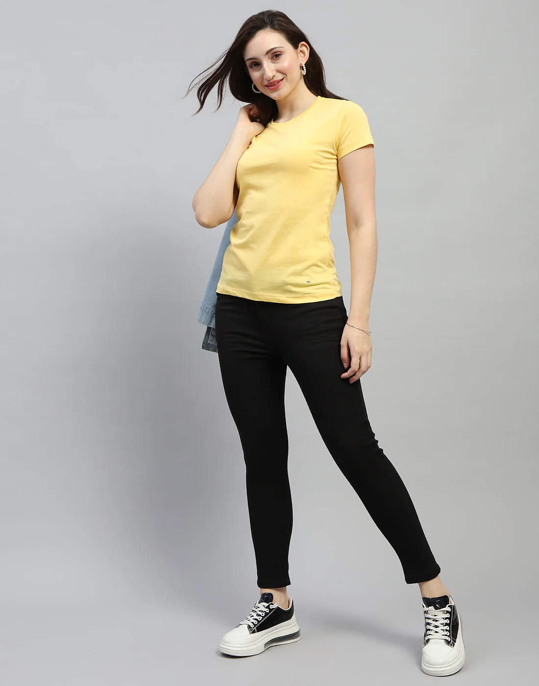 Women Yellow & Turquoise Blue Solid Round Neck Half Sleeve Top (Pack of 2) - Image 2