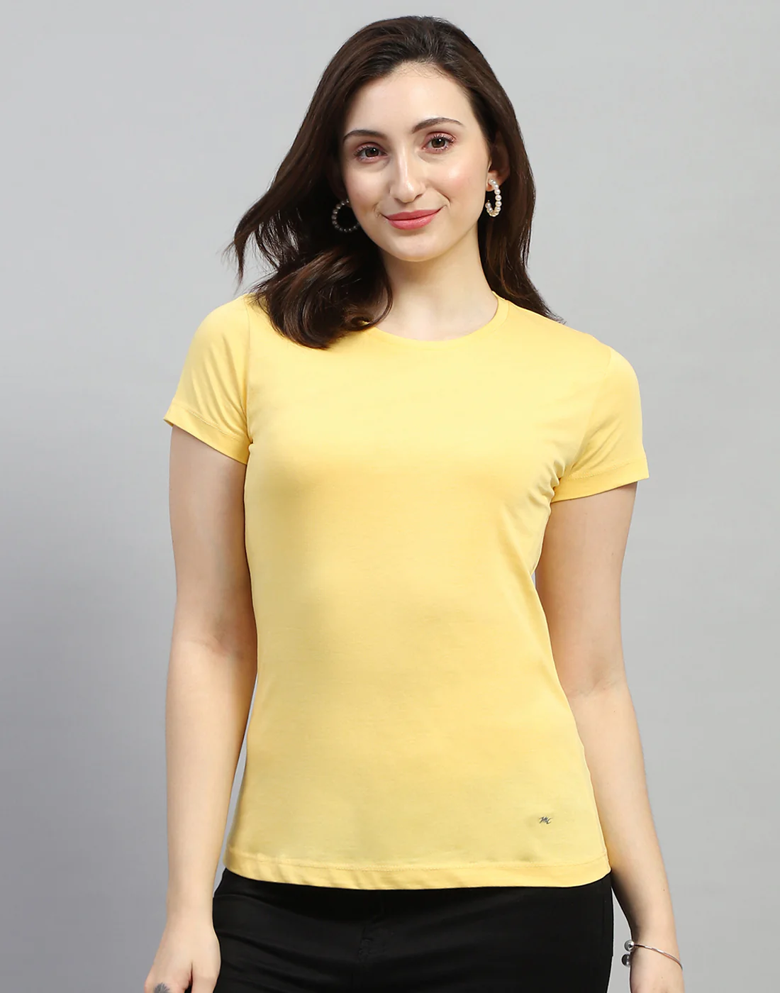 Women Yellow & Turquoise Blue Solid Round Neck Half Sleeve Top (Pack of 2) - Image 3