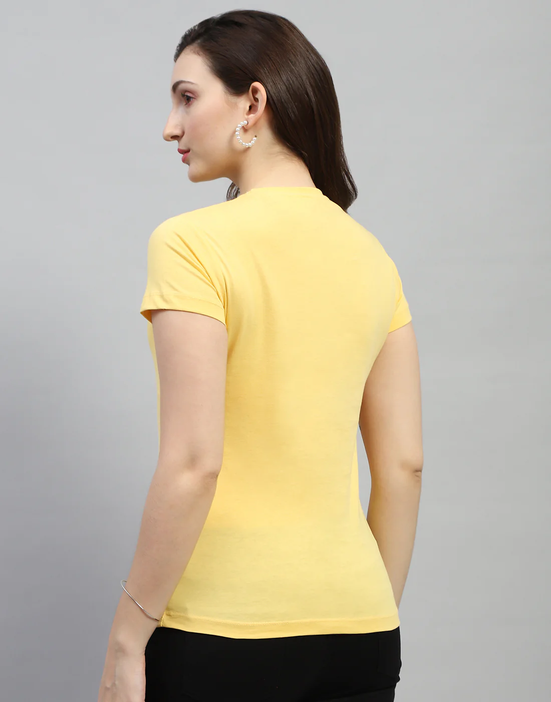 Women Yellow & Turquoise Blue Solid Round Neck Half Sleeve Top (Pack of 2) - Image 6