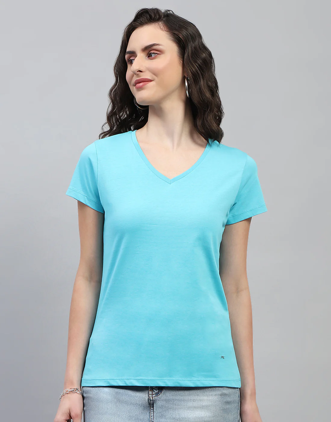 Women Yellow & Turquoise Blue Solid V Neck Half Sleeve Top (Pack of 2) - Image 8