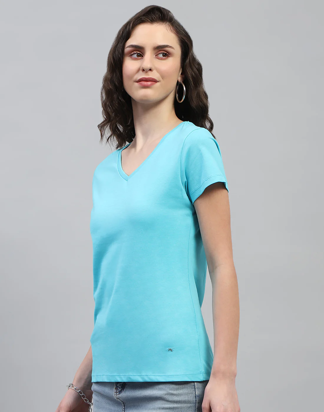 Women Yellow & Turquoise Blue Solid V Neck Half Sleeve Top (Pack of 2) - Image 9