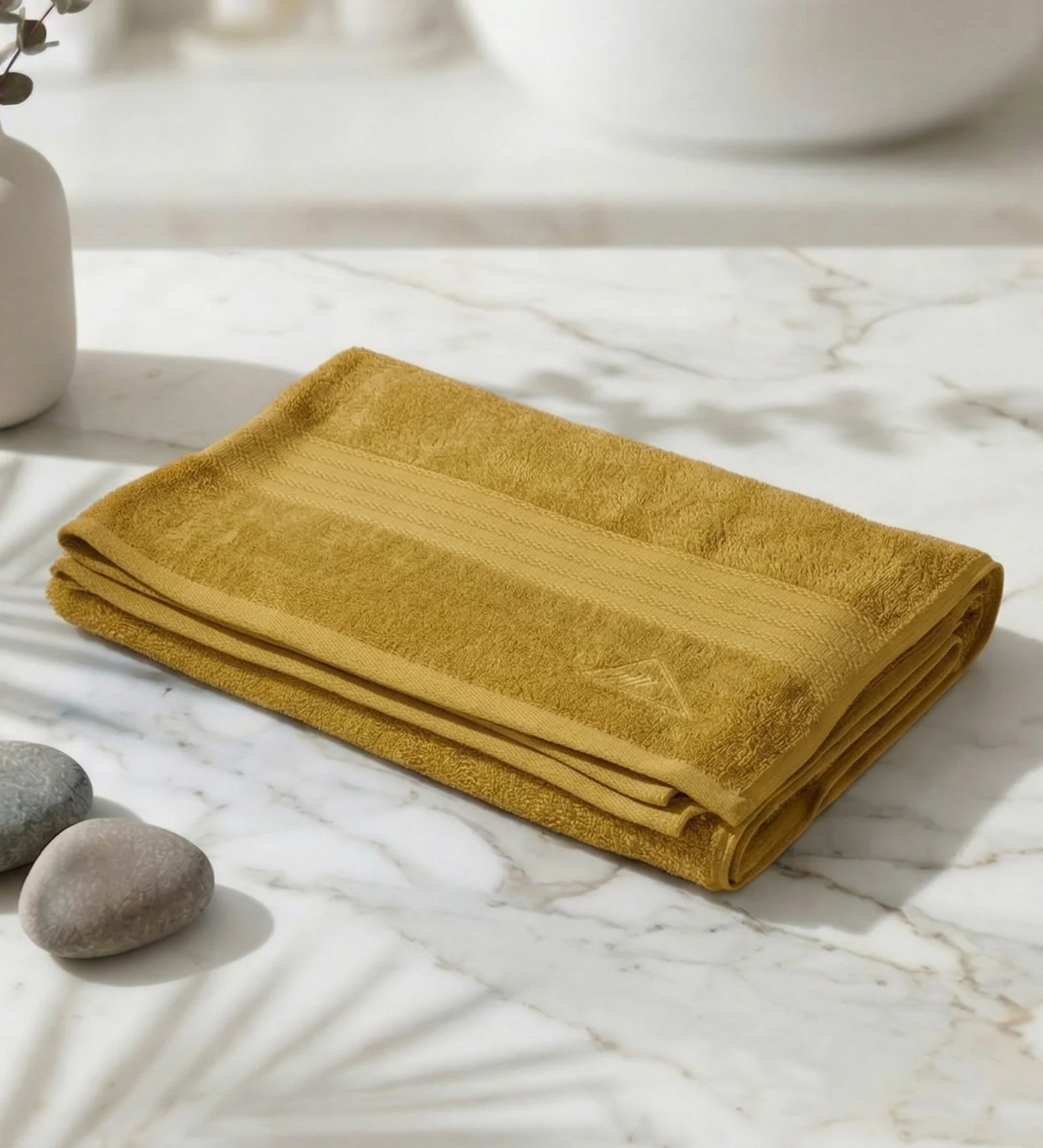 Yellow & Green Pure Cotton Solid 380 GSM Bath Towel 1 Piece (Jazz Collection) - Image 2