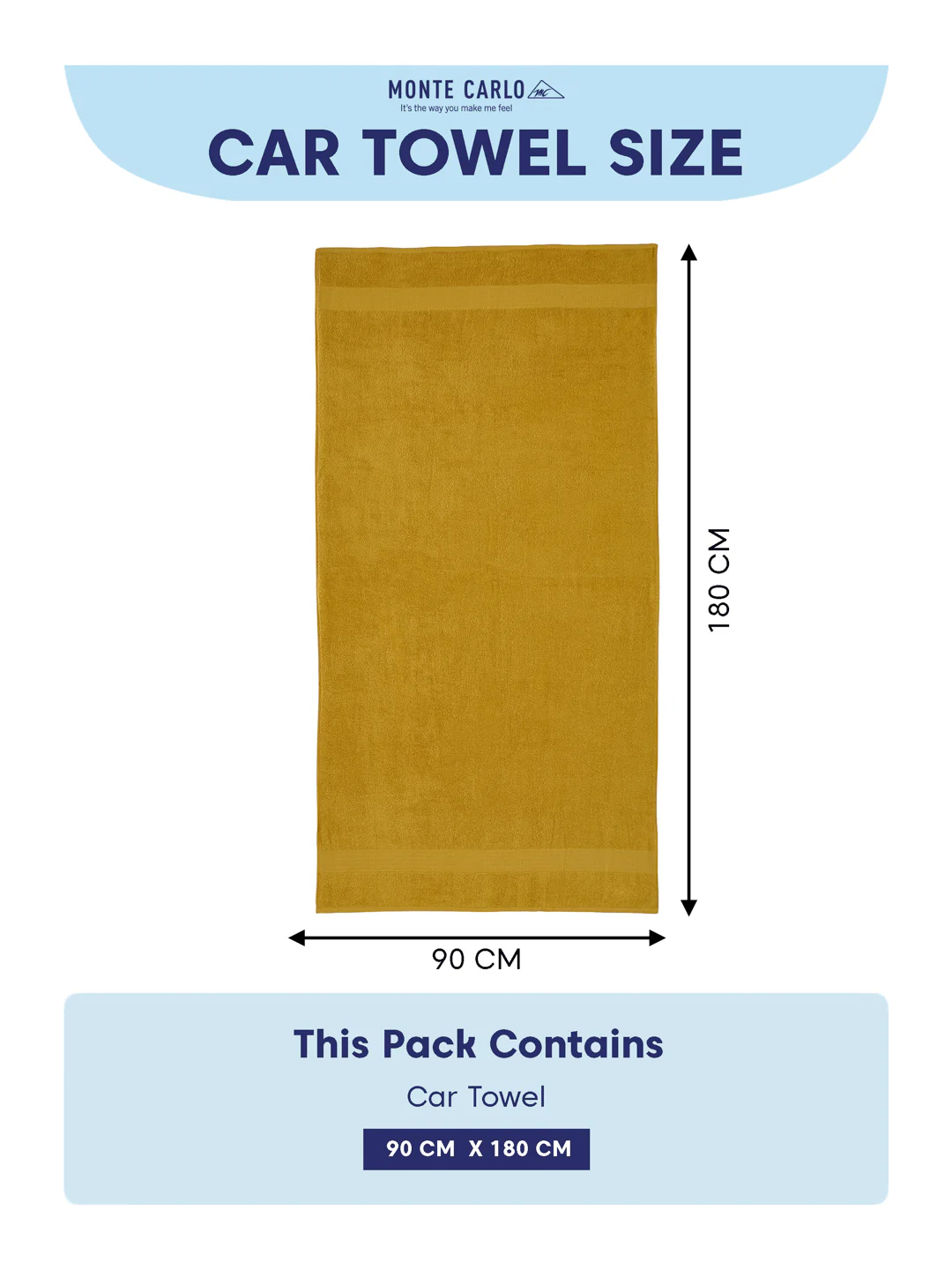 Yellow Pure Cotton Solid 380 GSM Car Towel 1 Piece (Jazz Collection) - Image 7