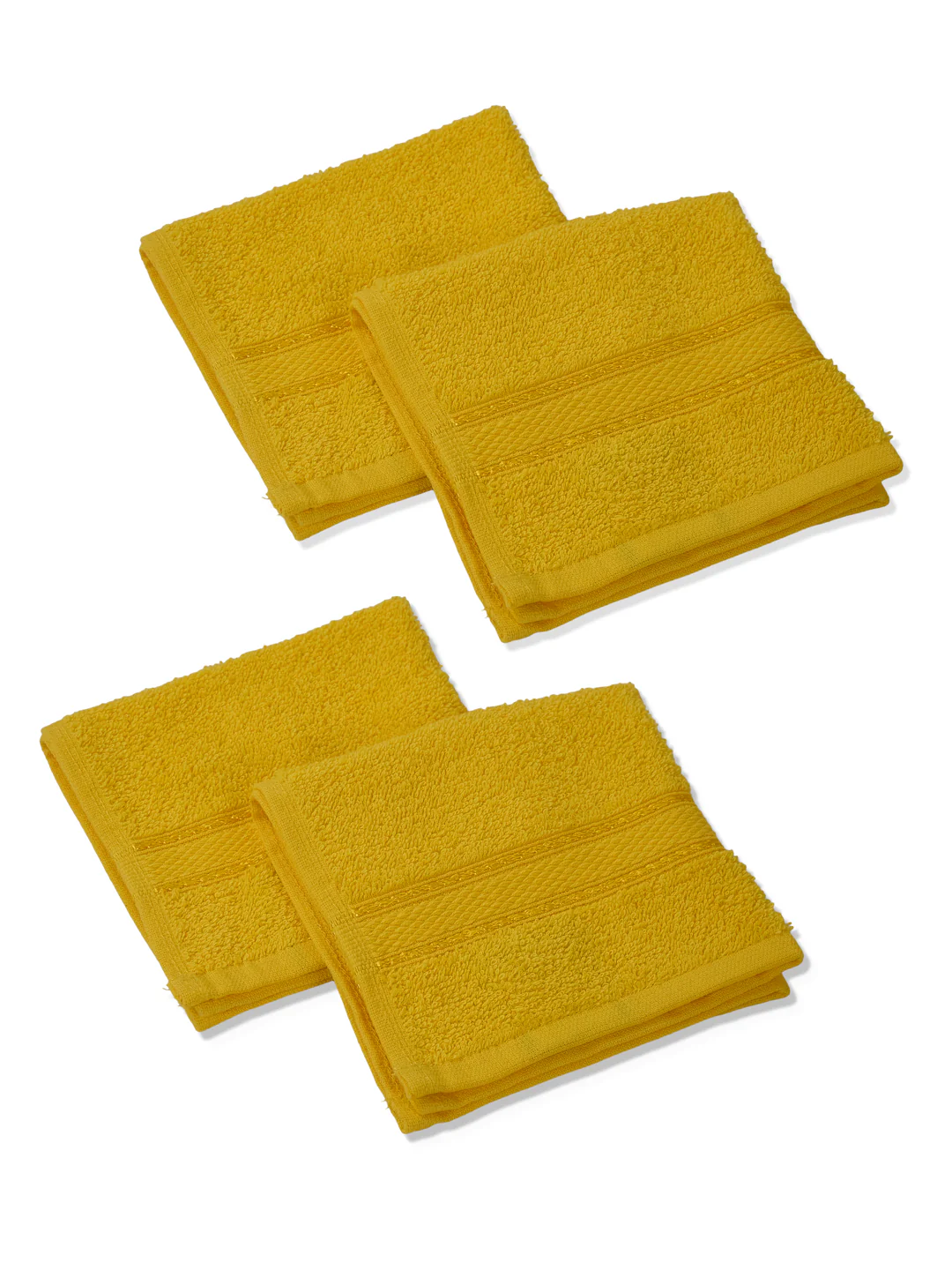 Yellow Pure Cotton Solid 400 GSM Face Towel 4 Pc Set (Jasper Collection) - Image 4